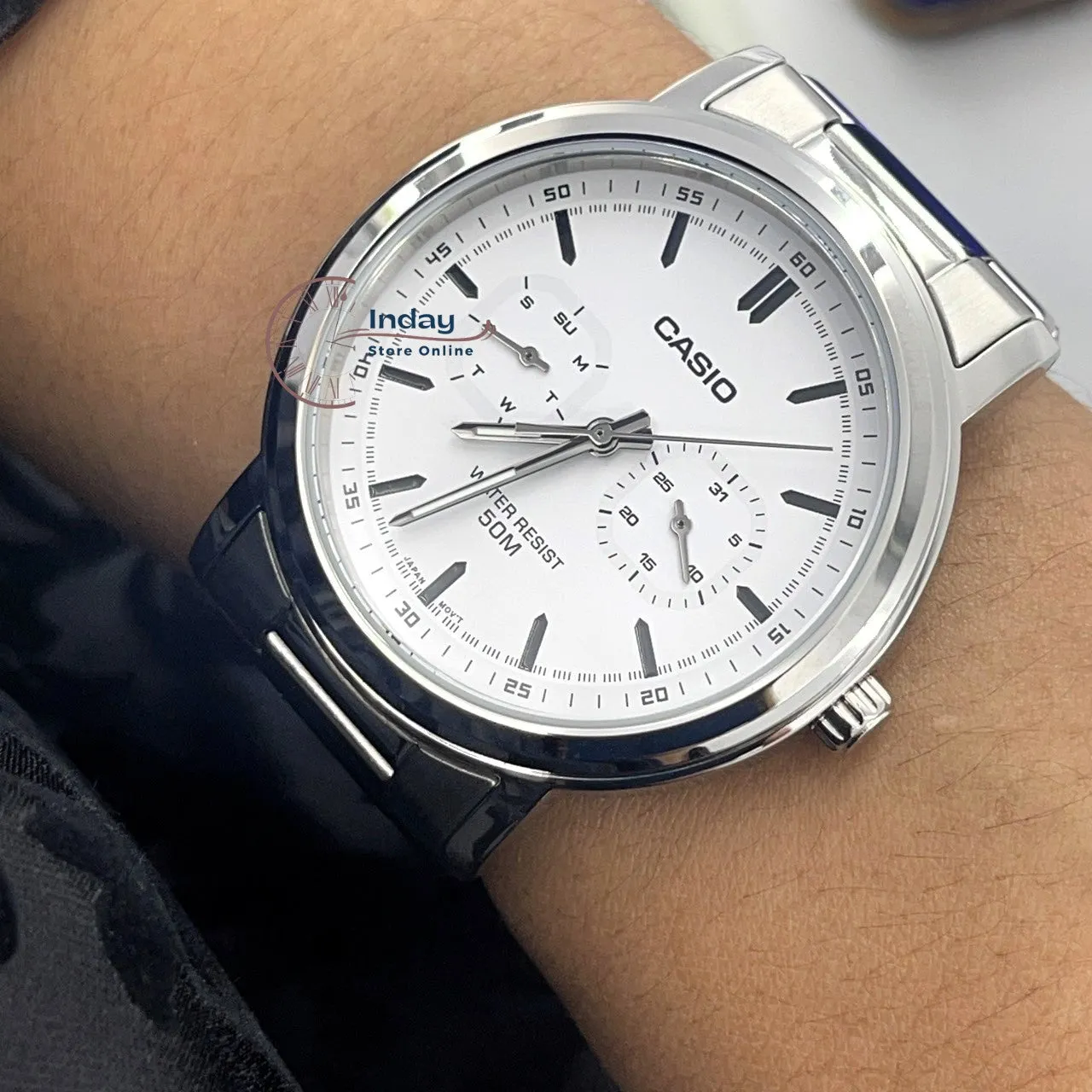 Casio Men's Watch MTP-E335D-7E Stainless Steel Band Mineral Glass