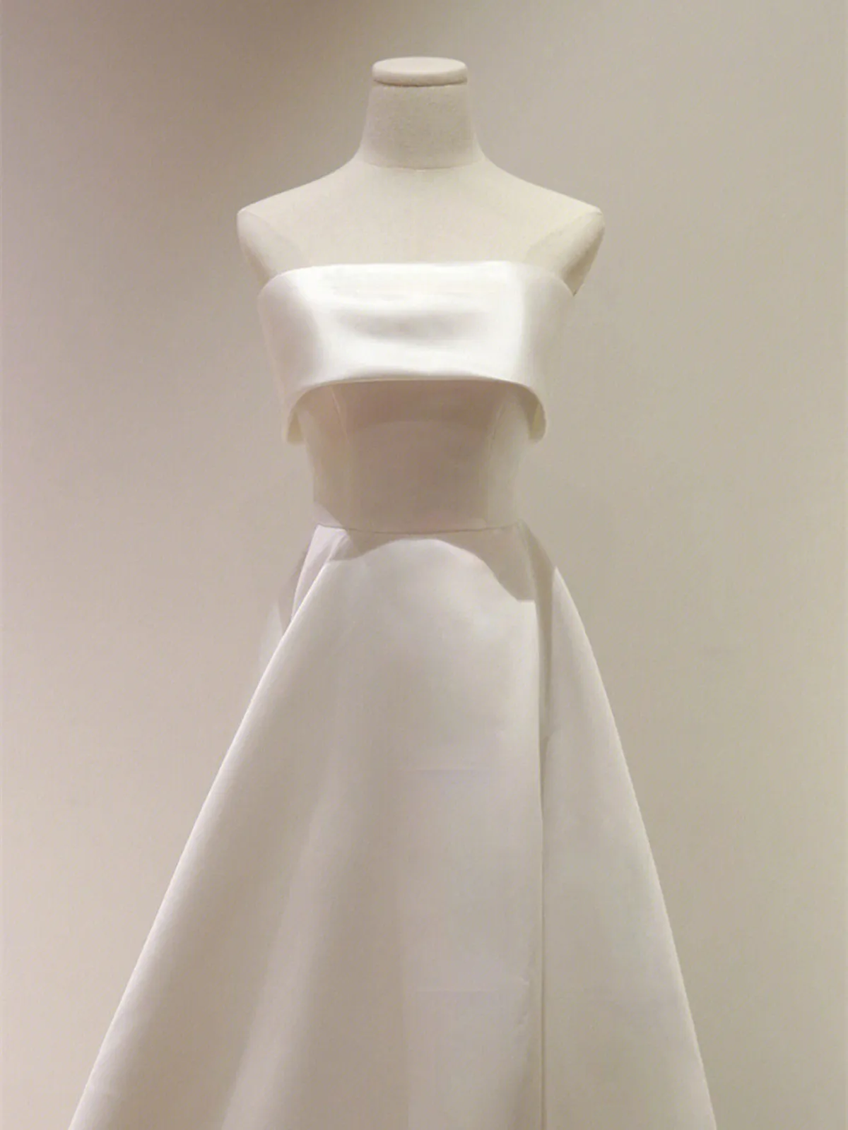 Chic Ivory Satin Scoop Long Wedding Party Dress, Ivory Satin Prom Dress Evening Dress