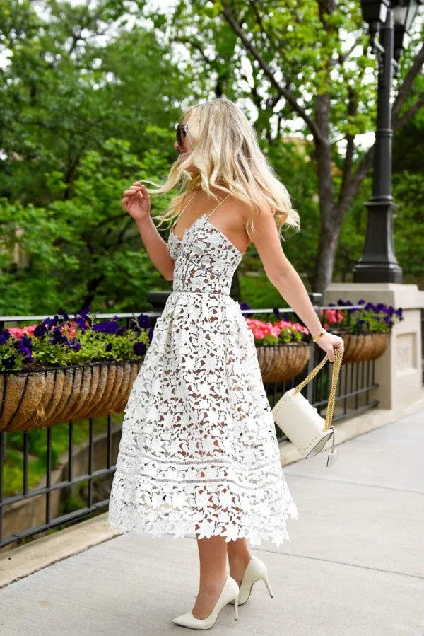 Chic White Spaghetti Strap Princess Summer Homecoming Dresses APH0290