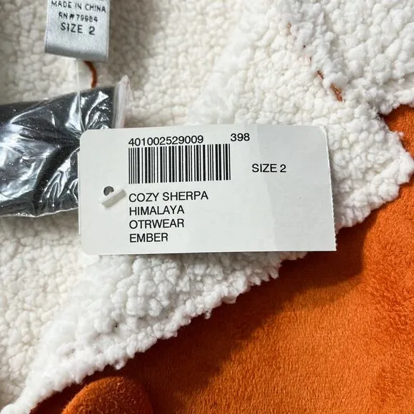 Chico’s Faux Suede Cozy Sherpa Himalaya Jacket Coat Sz 2 US L Ember Color Winter