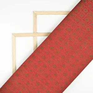 Chilli Red Traditional Pattern Zari Jacquard Banarasi Katan Silk Fabric