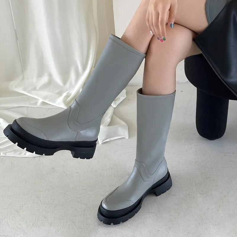 Chunky Heels Platform Boots Women's Boots