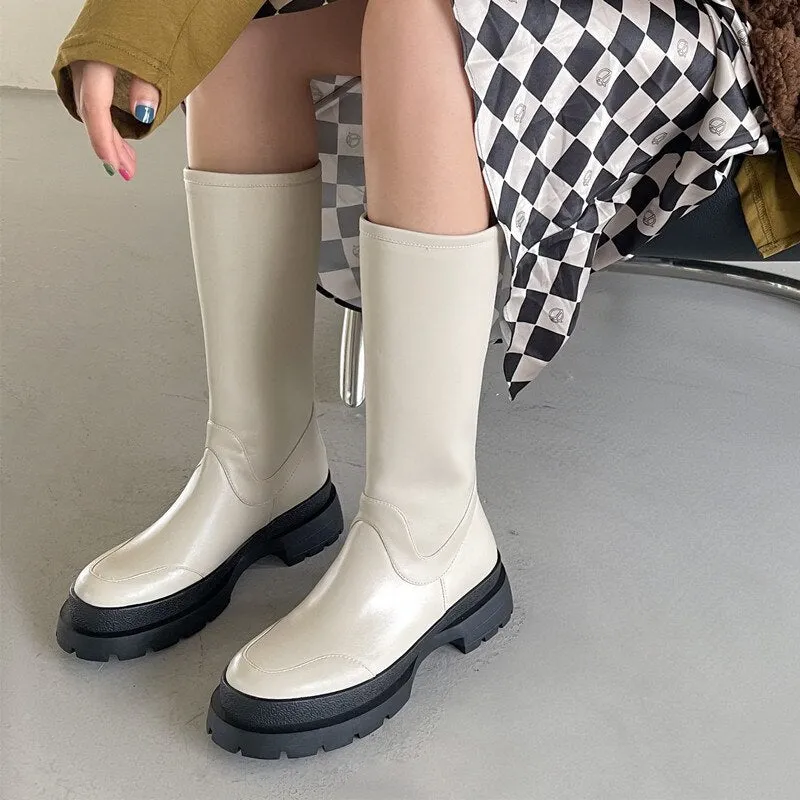 Chunky Heels Platform Boots Women's Boots