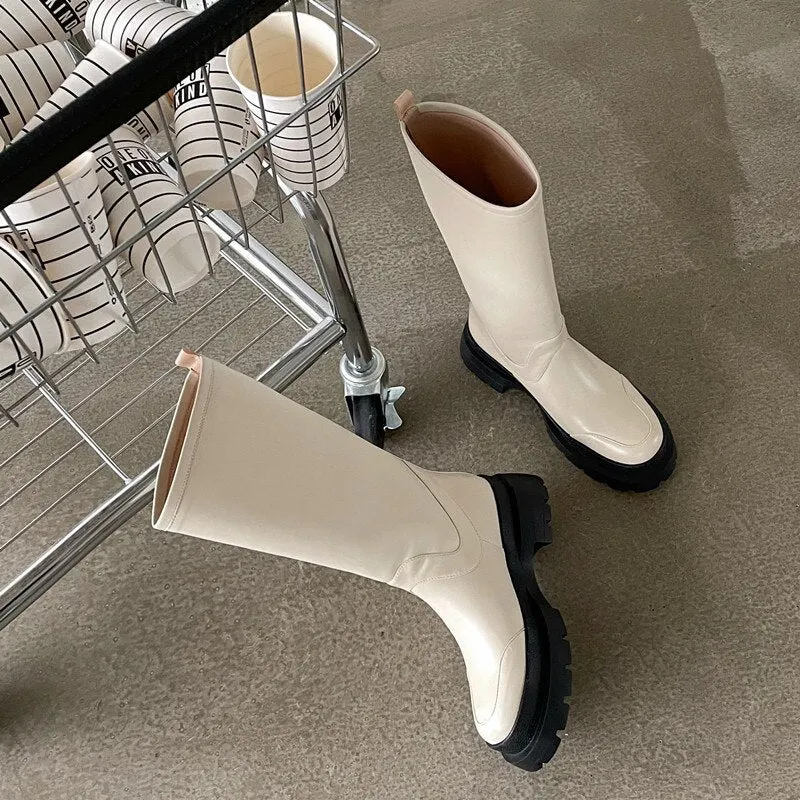 Chunky Heels Platform Boots Women's Boots