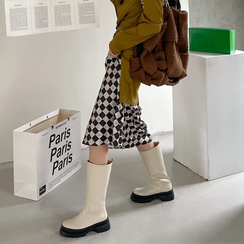 Chunky Heels Platform Boots Women's Boots