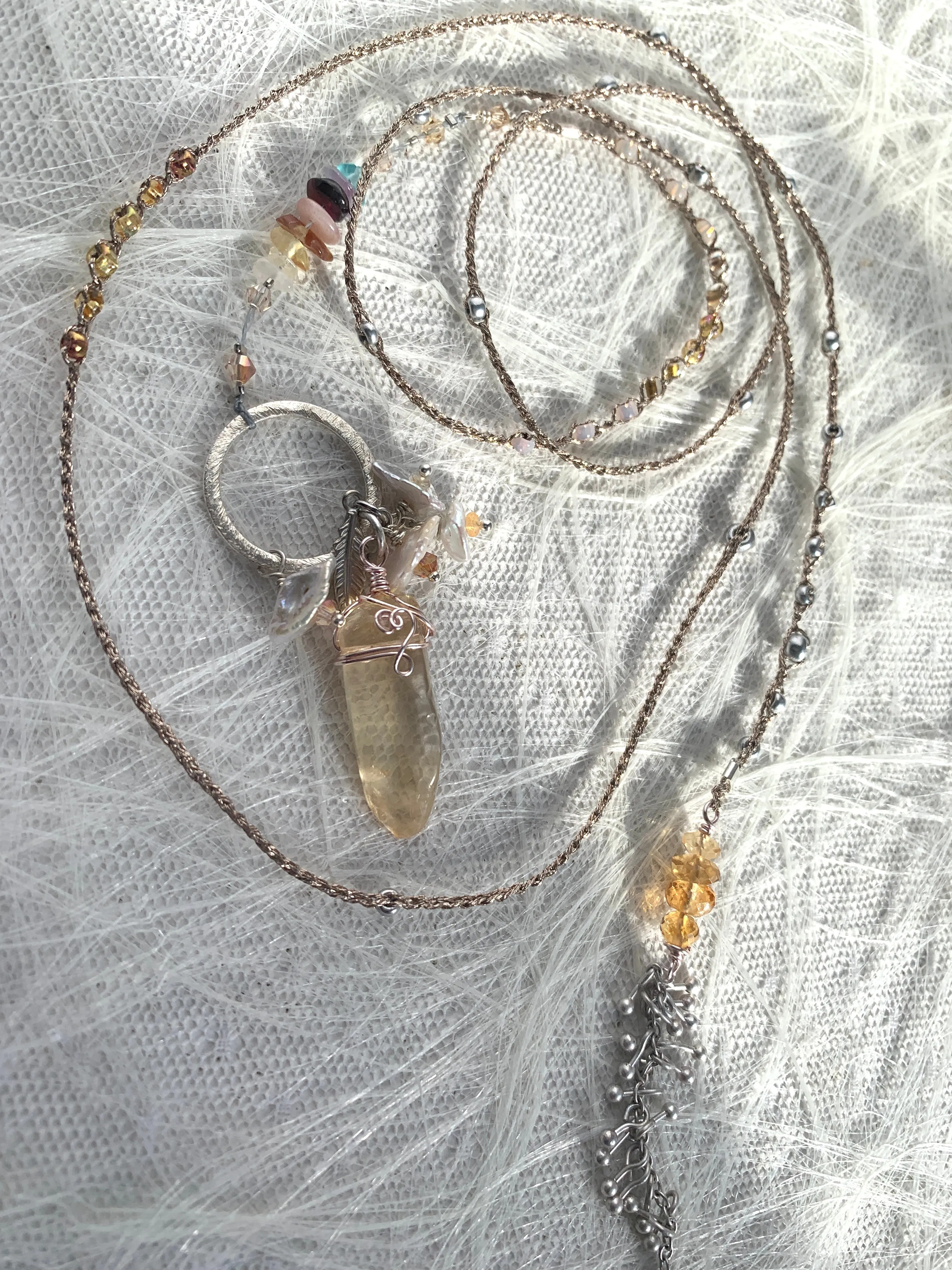 Citrine Necklace with Silver Tassel