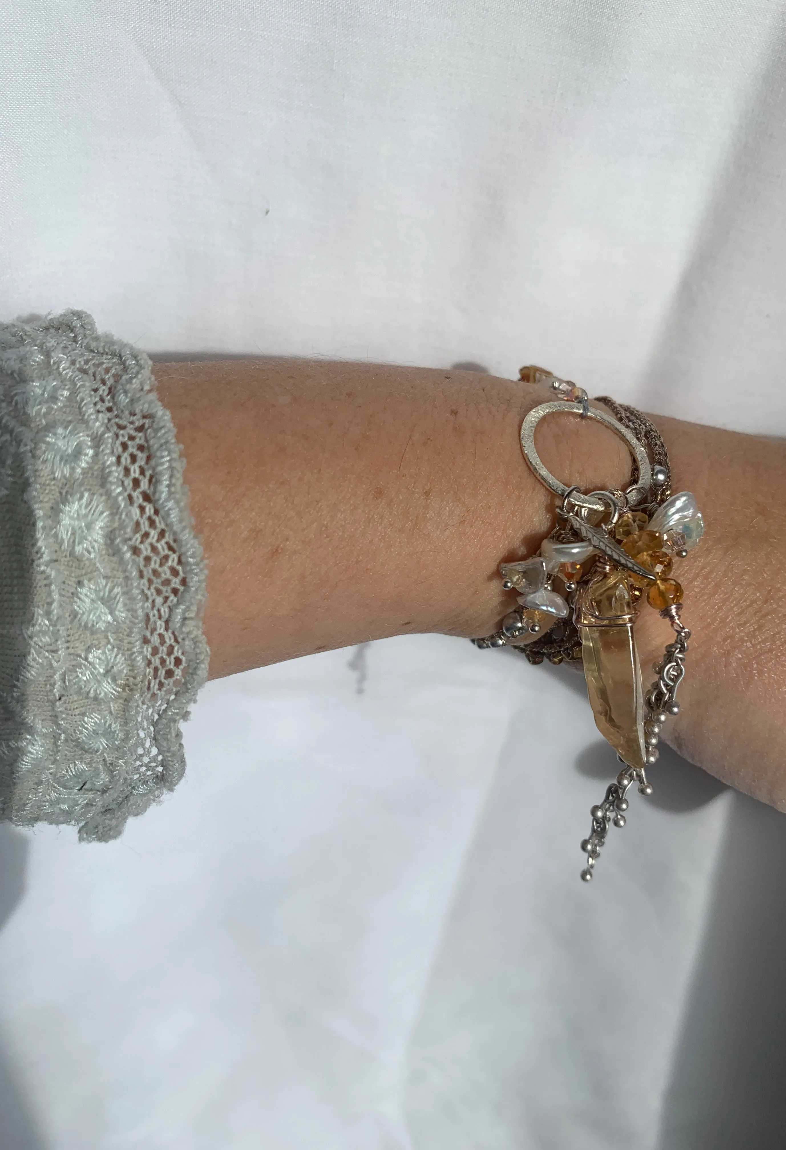Citrine Necklace with Silver Tassel