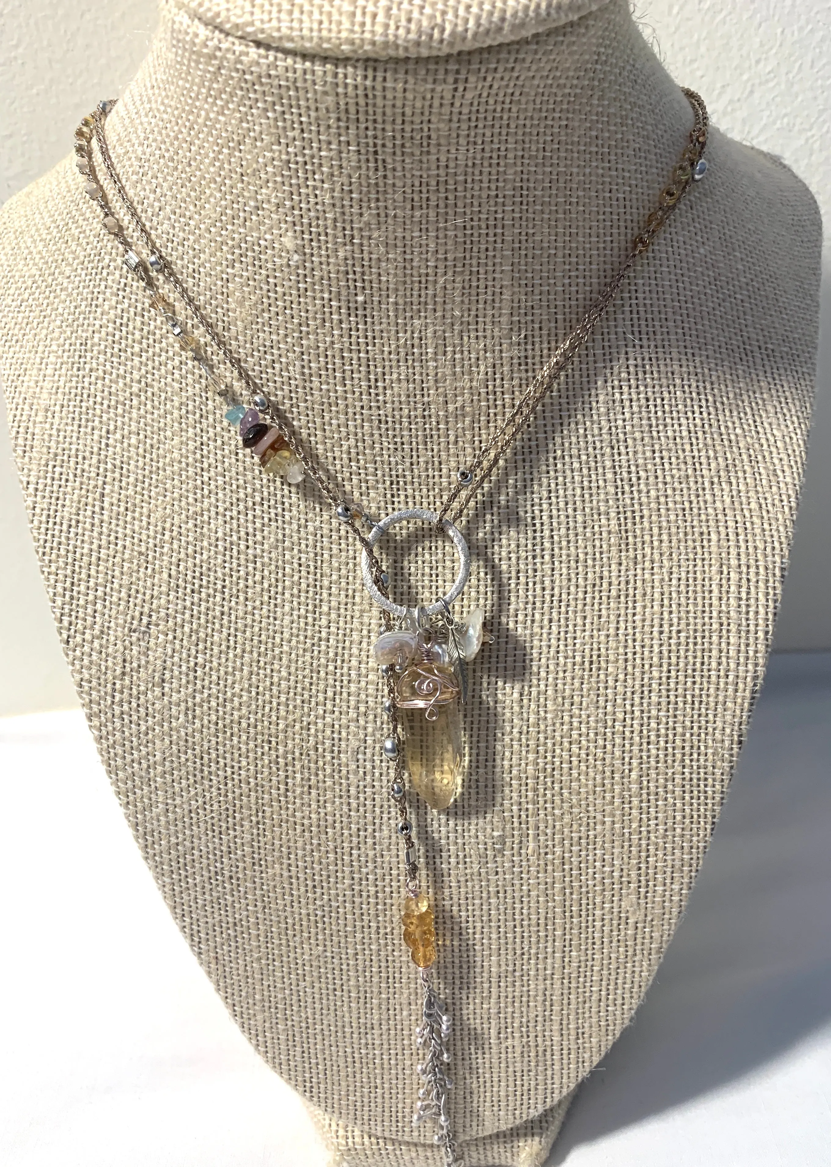Citrine Necklace with Silver Tassel