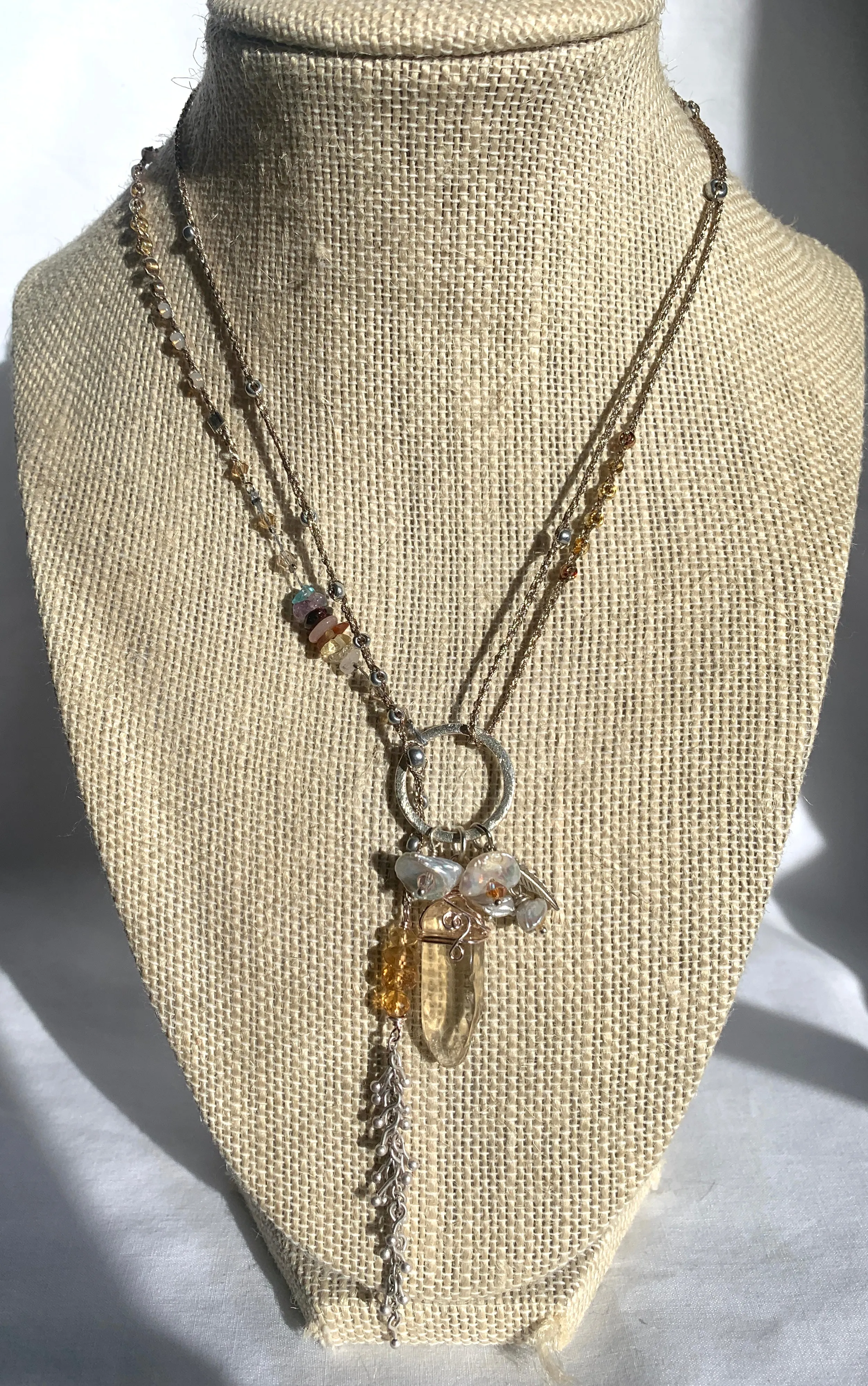 Citrine Necklace with Silver Tassel