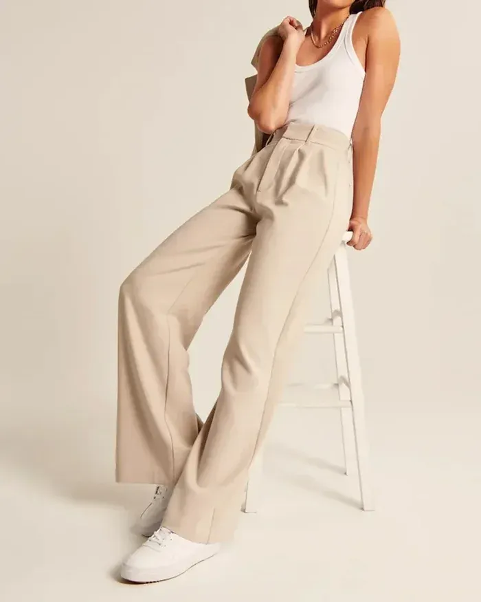 Clevecorner™ High Waist Tailored Wide Leg Pants