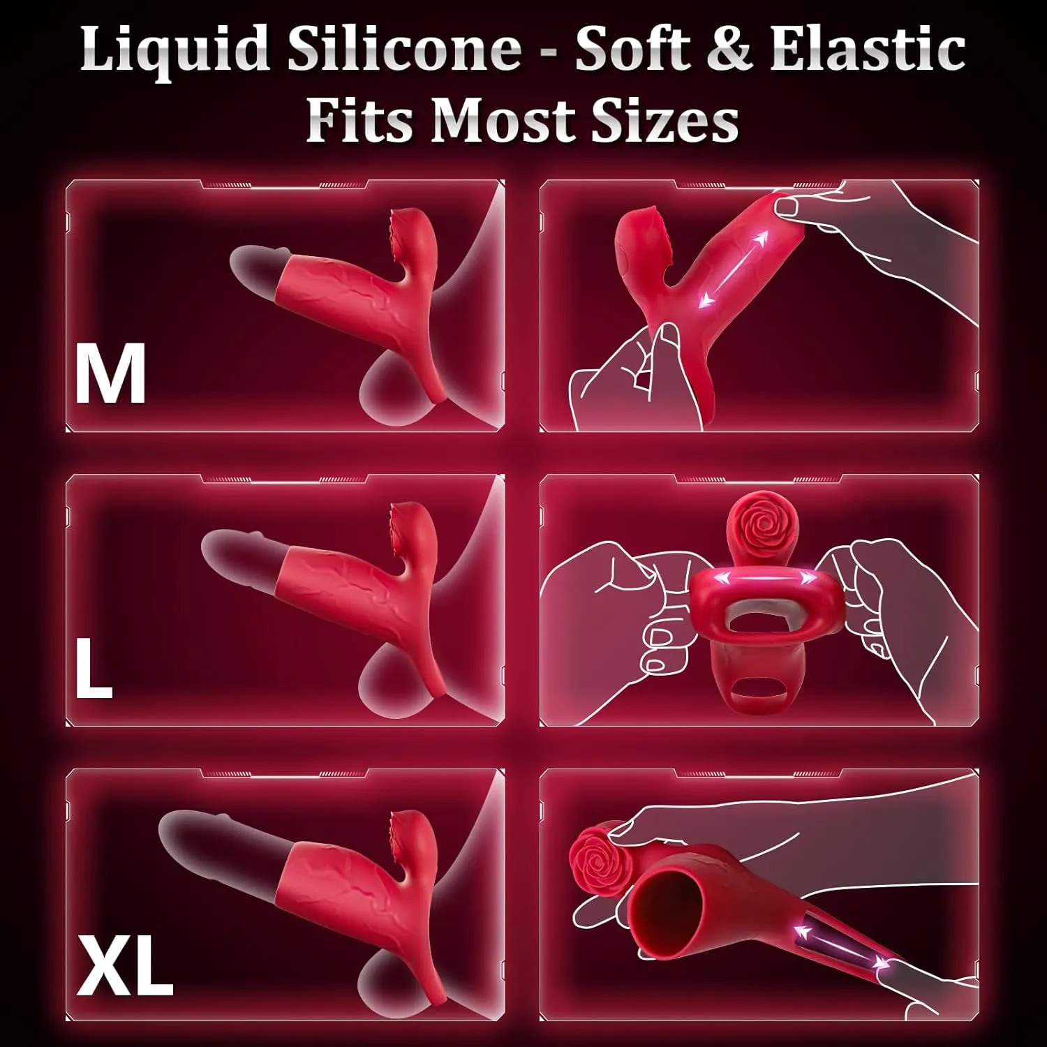 Cock Sleeve with Rose Clitoral Stimulator, App Control Cock Ring with 10 Vibrating Modes