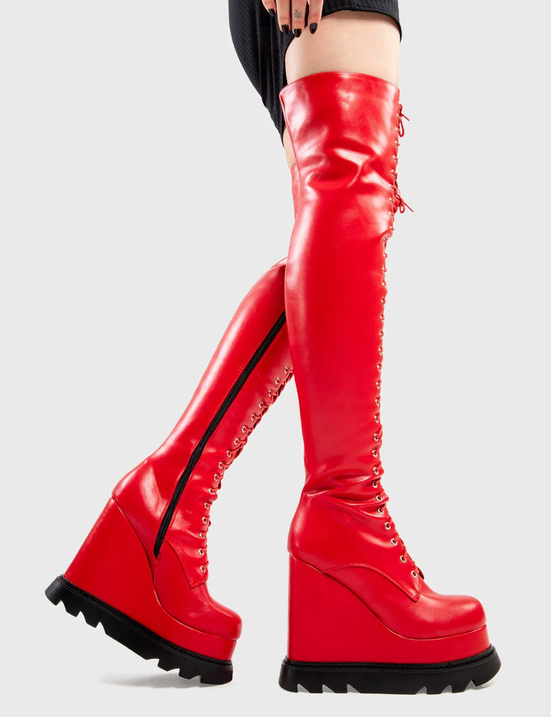 Cold Outside Chunky Platform Thigh High Boots