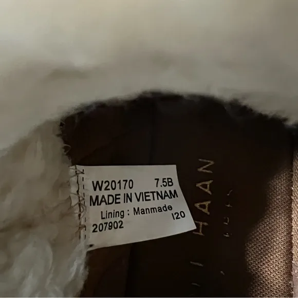COLE HAAN GrandPro Rally Waterproof Suede Fur Zip Lined Booties Women's Size 7.5