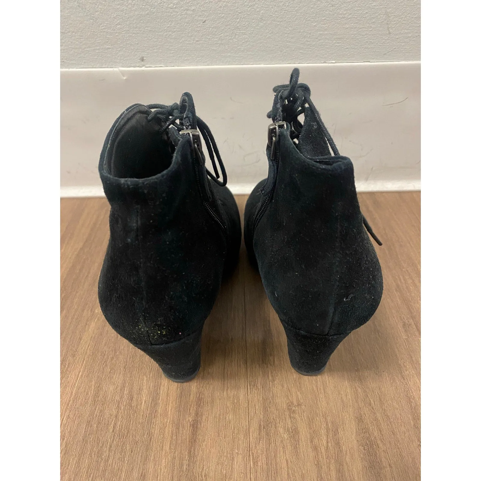 Cordani Black Suede Lace Up Booties. Size 39