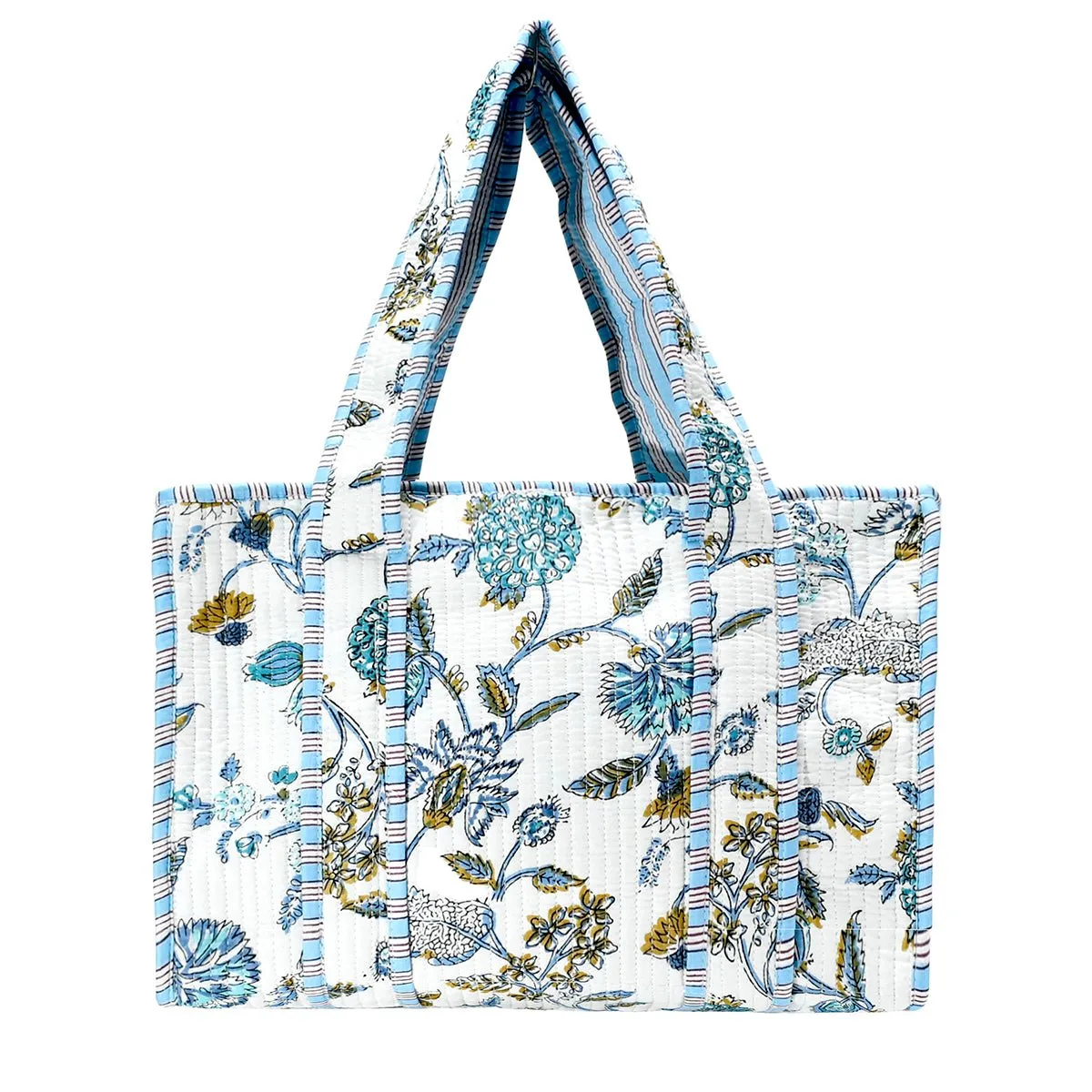 Cotton Block Print Tote Bag- Small & Large