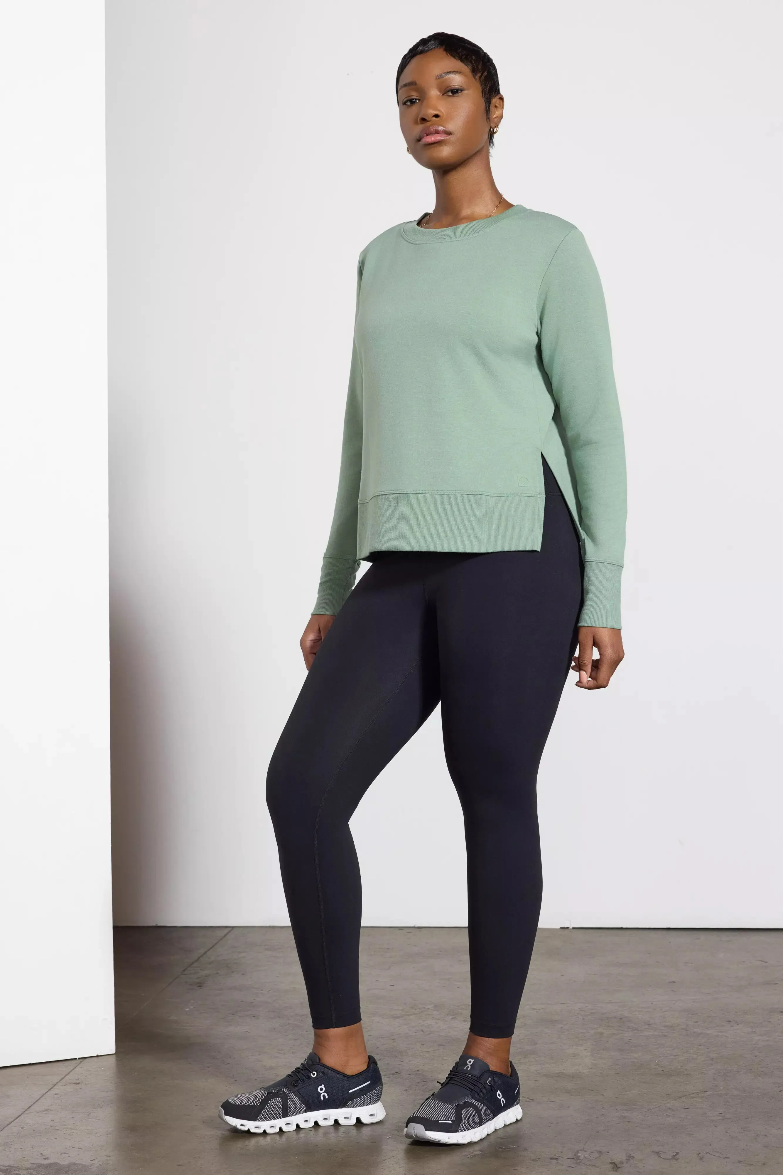 Cozy Fleece Side Slit Pullover - Hedge Green