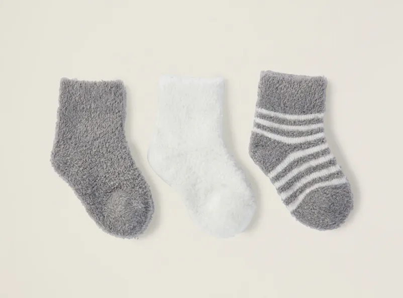 CozyChic Lite Infant Sock Set - Pewter/Pearl
