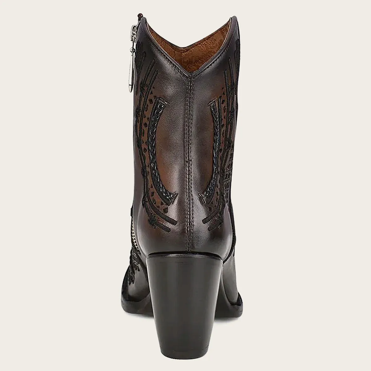 Cuadra Ladies Black/Brown Laser & Embroidery & Woven Round Toe