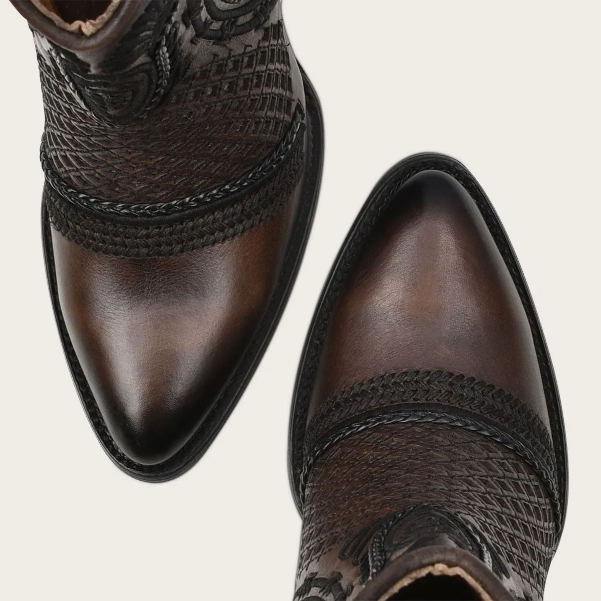 Cuadra Ladies Black/Brown Laser & Embroidery & Woven Round Toe