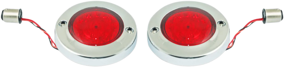 Custom Dynamics PB-FB-R-1156CR Probeam Flat Bezel LED Turn Signal Inserts for Models with 1156 Contact Bases - Chrome/Red Lens