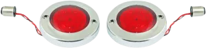 Custom Dynamics PB-FB-R-1156CR Probeam Flat Bezel LED Turn Signal Inserts for Models with 1156 Contact Bases - Chrome/Red Lens