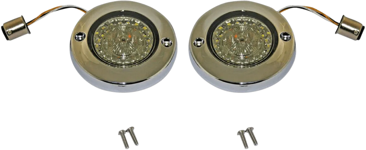 Custom Dynamics PB-FB-R-1156CR Probeam Flat Bezel LED Turn Signal Inserts for Models with 1156 Contact Bases - Chrome/Red Lens