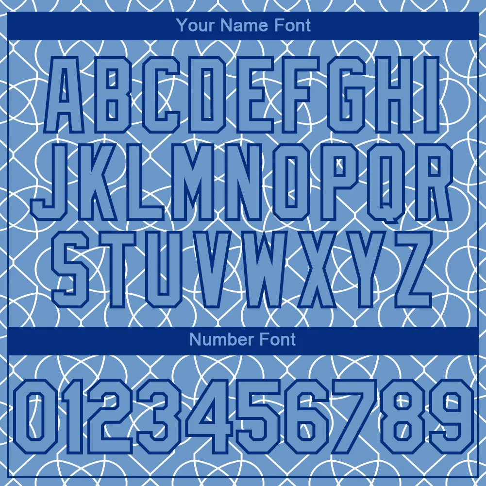 Custom Light Blue Black-White 3D Pattern Design Arabesque Shape Authentic Baseball Jersey