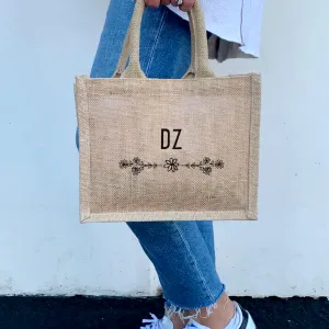 Delta Zeta  Floral Burlap Sorority Tote Bag – Perfect for Greek Life and College