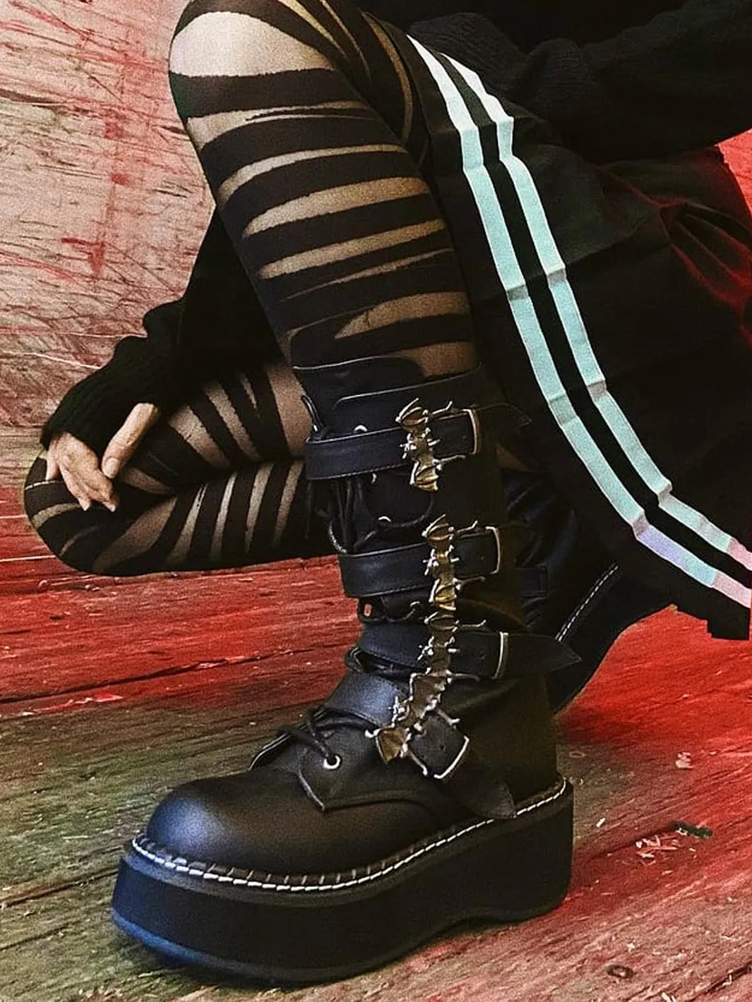 DEMONIA EMILY-322 - BLACK VEGAN LEATHER ✰ PRE ORDER ✰