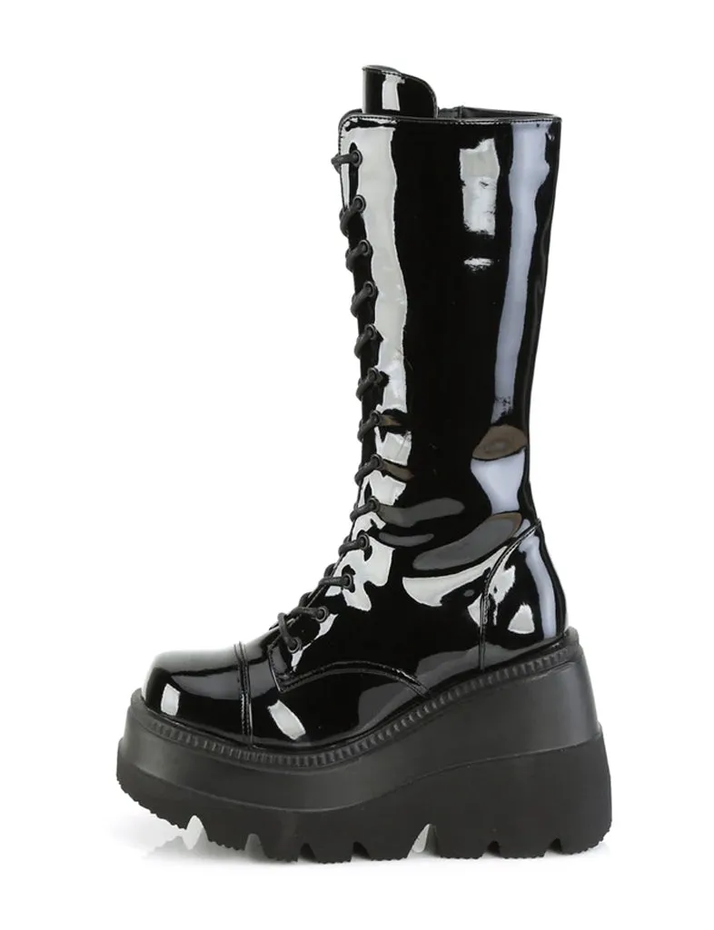 DEMONIA SHAKER-72 BOOTS - BLACK PATENT ✰ PRE ORDER ✰