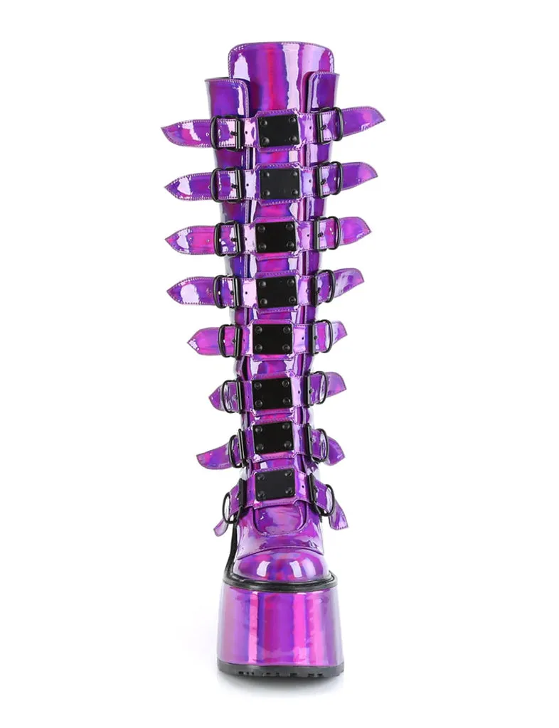 DEMONIA SWING-815 BOOTS - PURPLE HOLOGRAPHIC ✰ PRE ORDER ✰