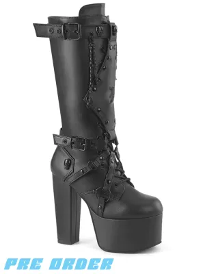 DEMONIA TORMENT-218 BOOTS - BLACK VEGAN LEATHER ✰ PRE ORDER ✰