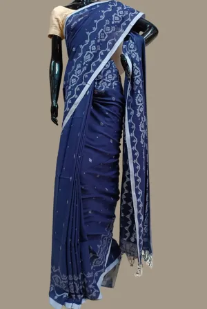 Discover Balaram Saha's Exquisite Indigo Handloom Jamdani Saree