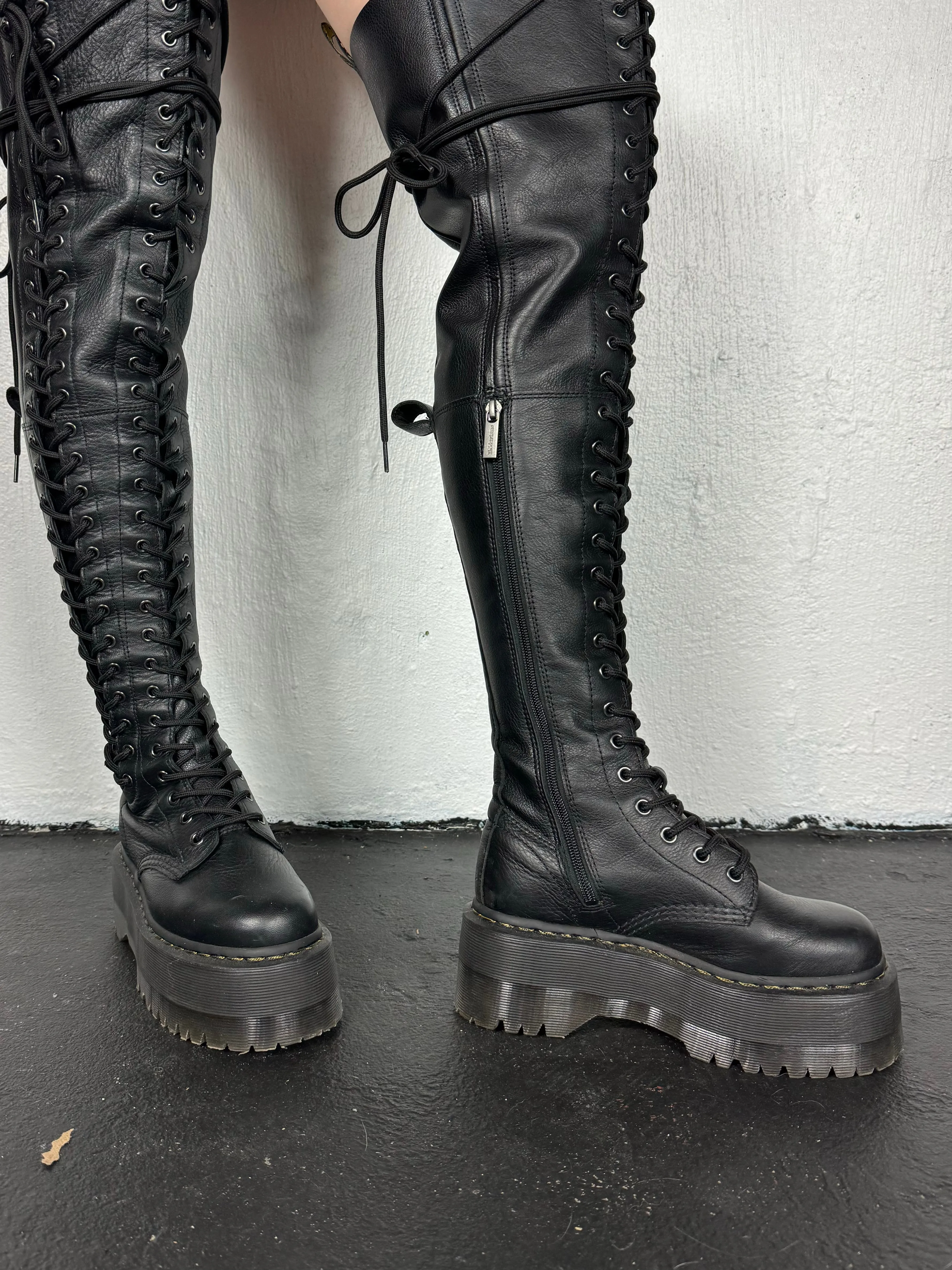 DOC MARTENS THIGH HIGH MULTI-LACE BOOTS