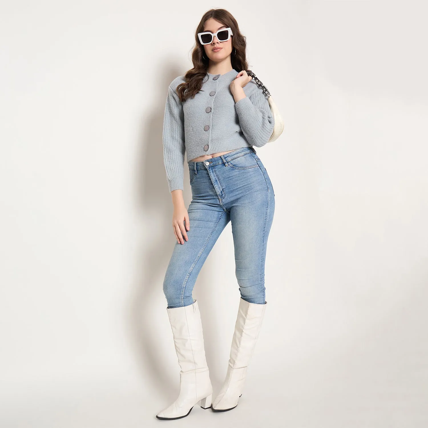 Duke Stardust Women Full Sleeve Front Open Crop Cardigan (SDS1342)