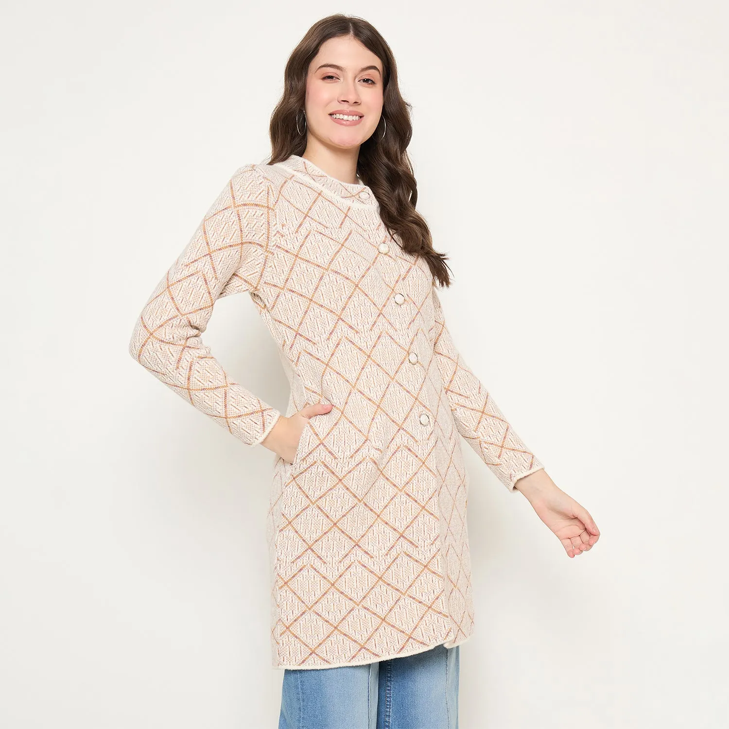 Duke Stardust Women Full Sleeve Long Coat Type Sweater (SDS1317)