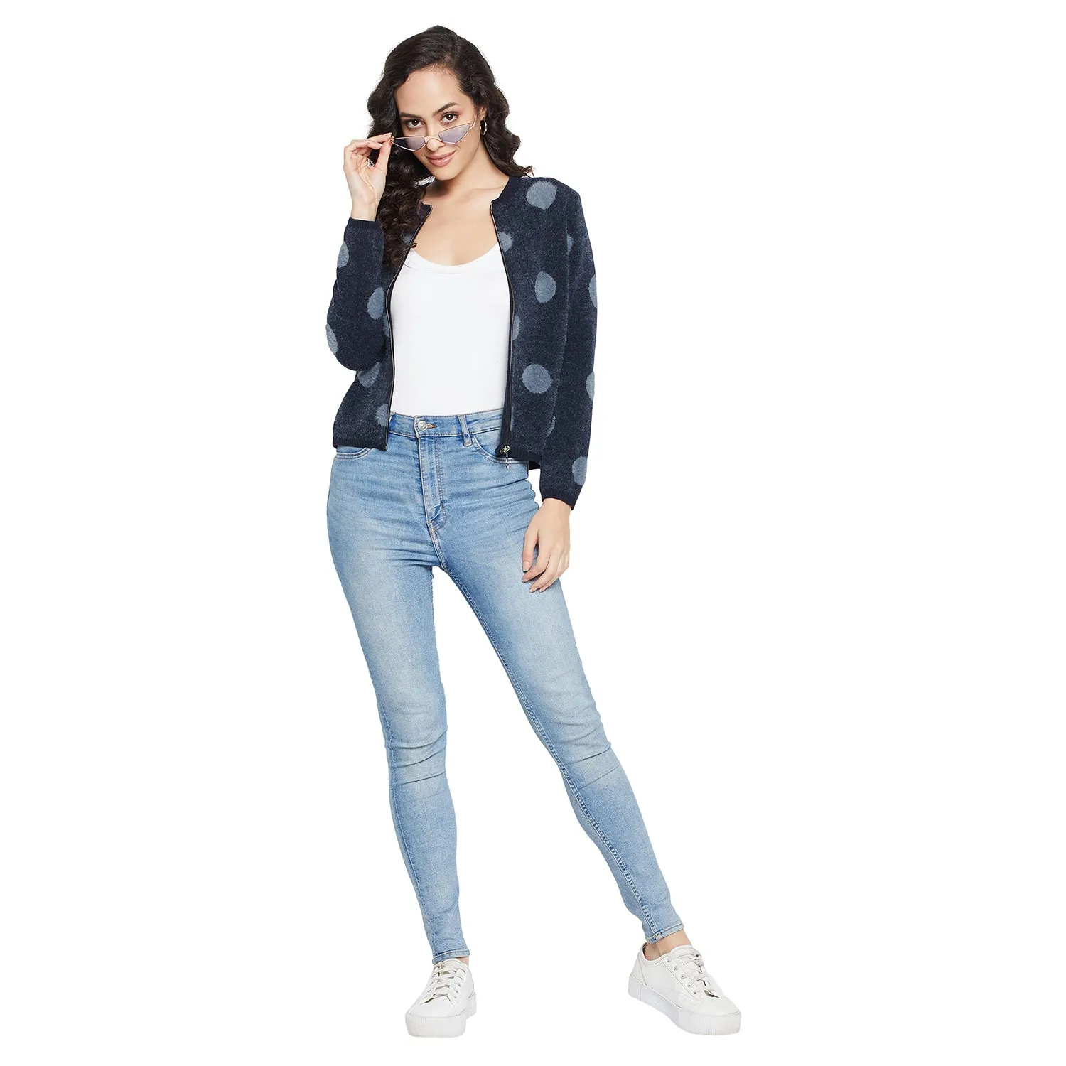 Duke Stardust Women Full sleeve Round Neck Zipper Cardigan (SDS1005)