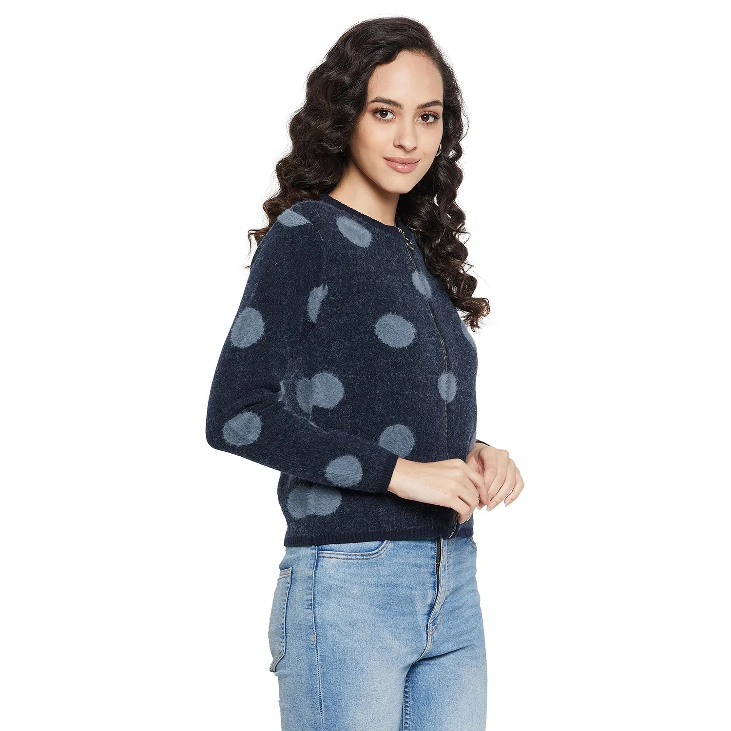 Duke Stardust Women Full sleeve Round Neck Zipper Cardigan (SDS1005)