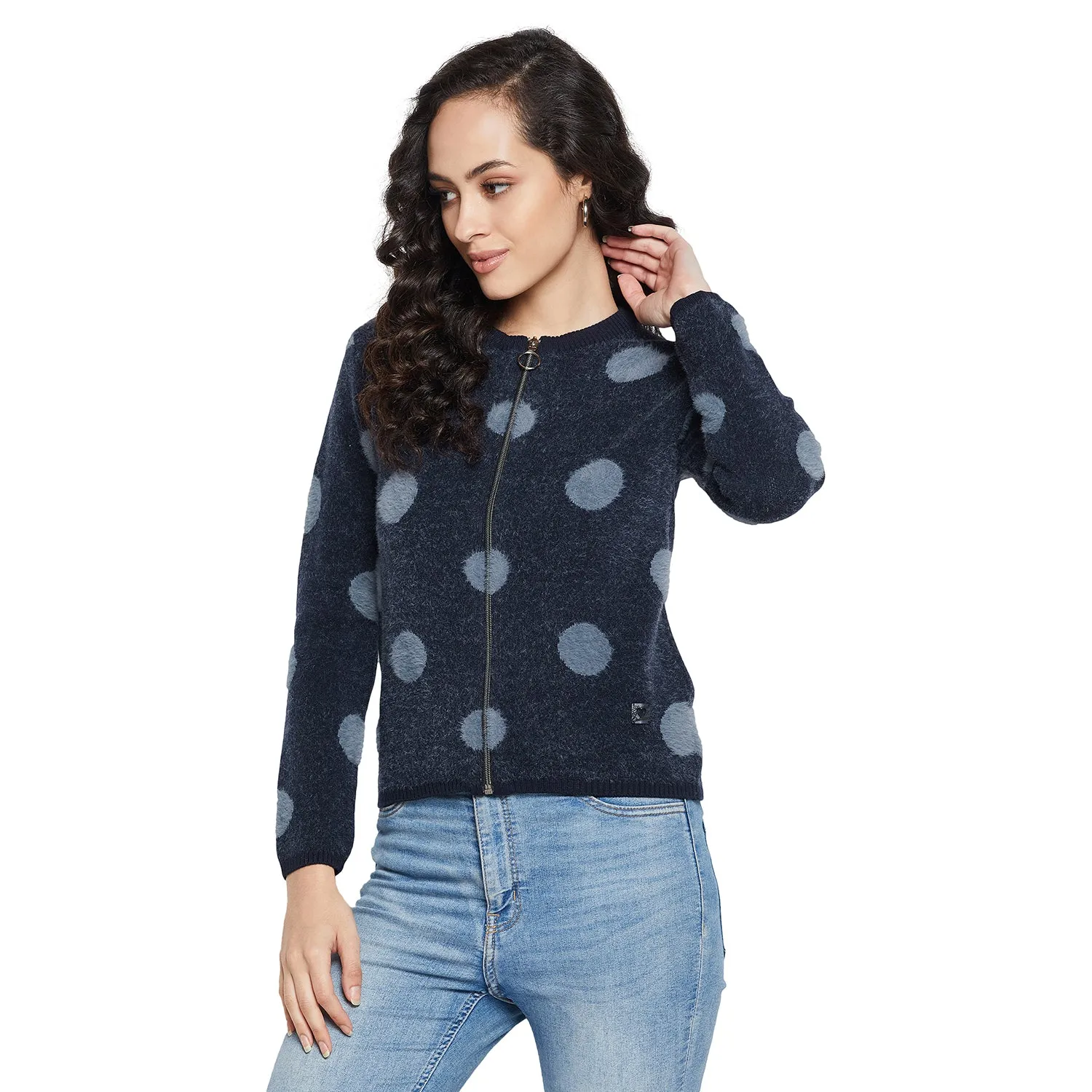 Duke Stardust Women Full sleeve Round Neck Zipper Cardigan (SDS1005)