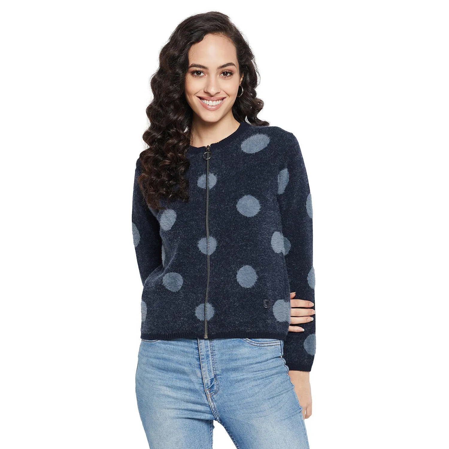Duke Stardust Women Full sleeve Round Neck Zipper Cardigan (SDS1005)