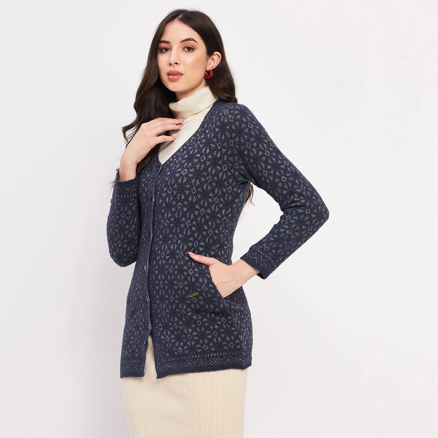 Duke Stardust Women Full Sleeve Self Design Cardigan (SDS954)