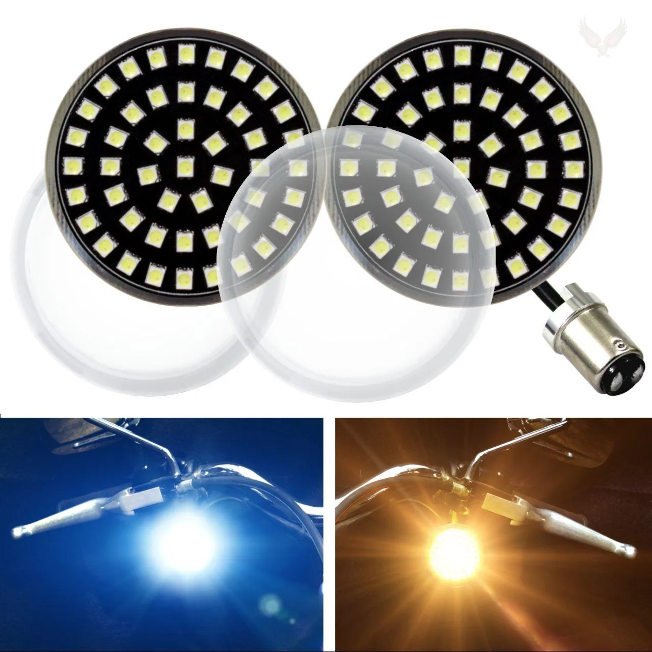 Eagle Lights Midnight Edition 2" Front LED Turn Signals for Harley Davidson Motorcycles