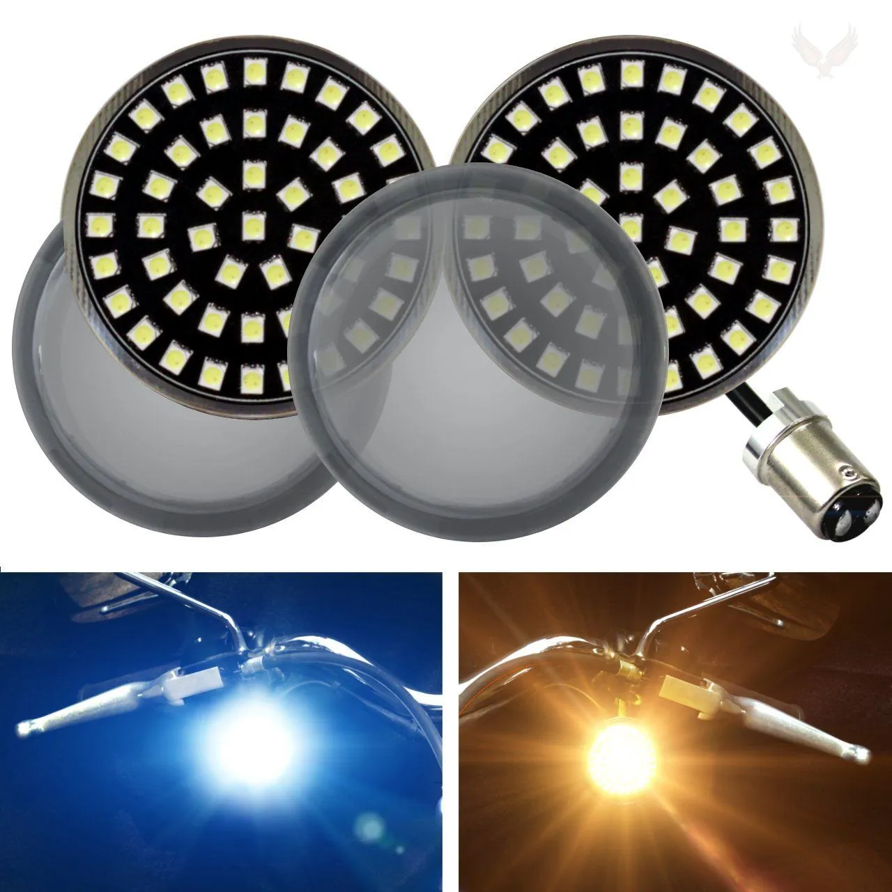 Eagle Lights Midnight Edition 2" Front LED Turn Signals for Harley Davidson Motorcycles