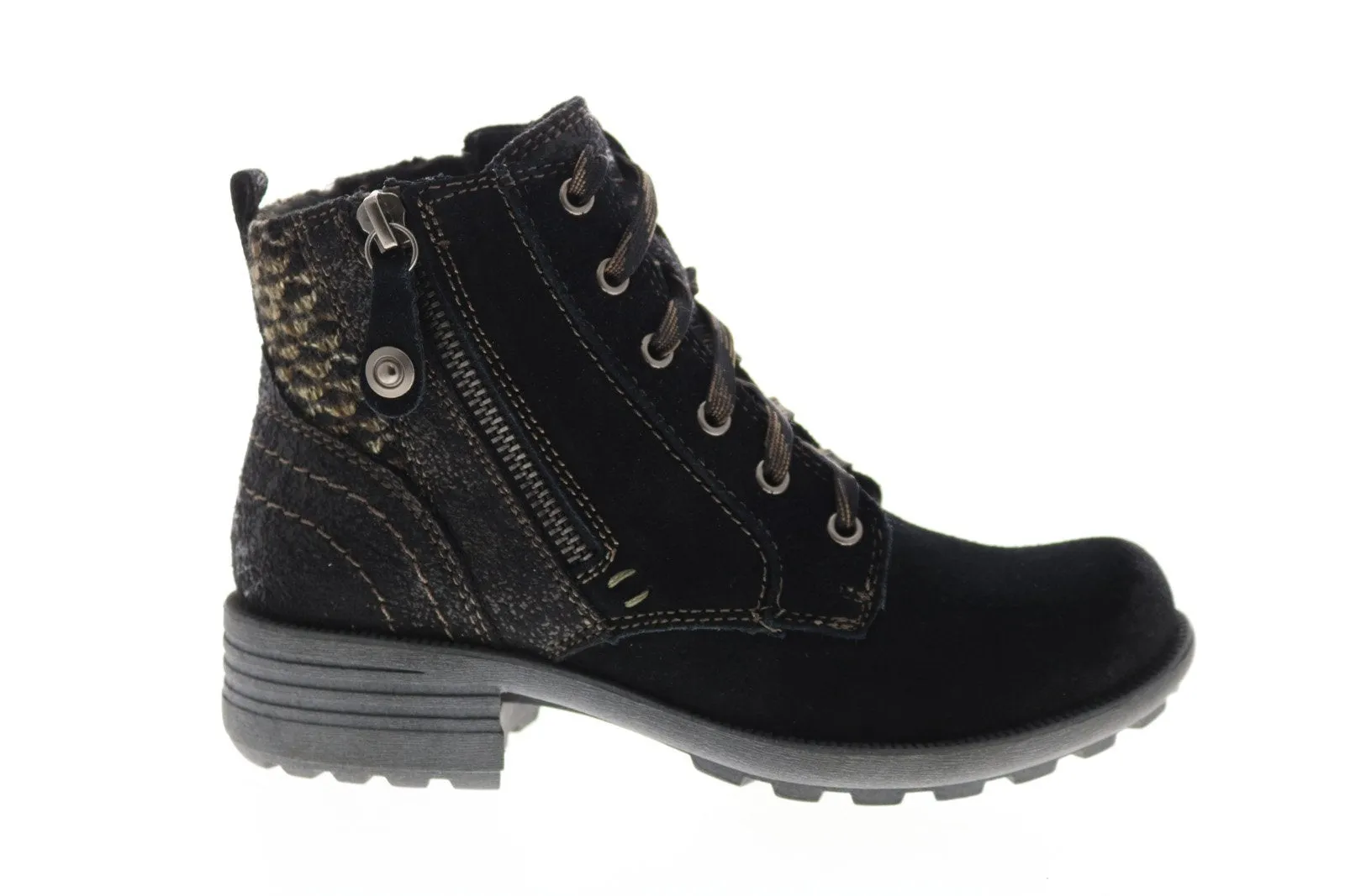 Earth Origins Porter Suede Womens Black Suede Zipper Ankle & Booties Boots