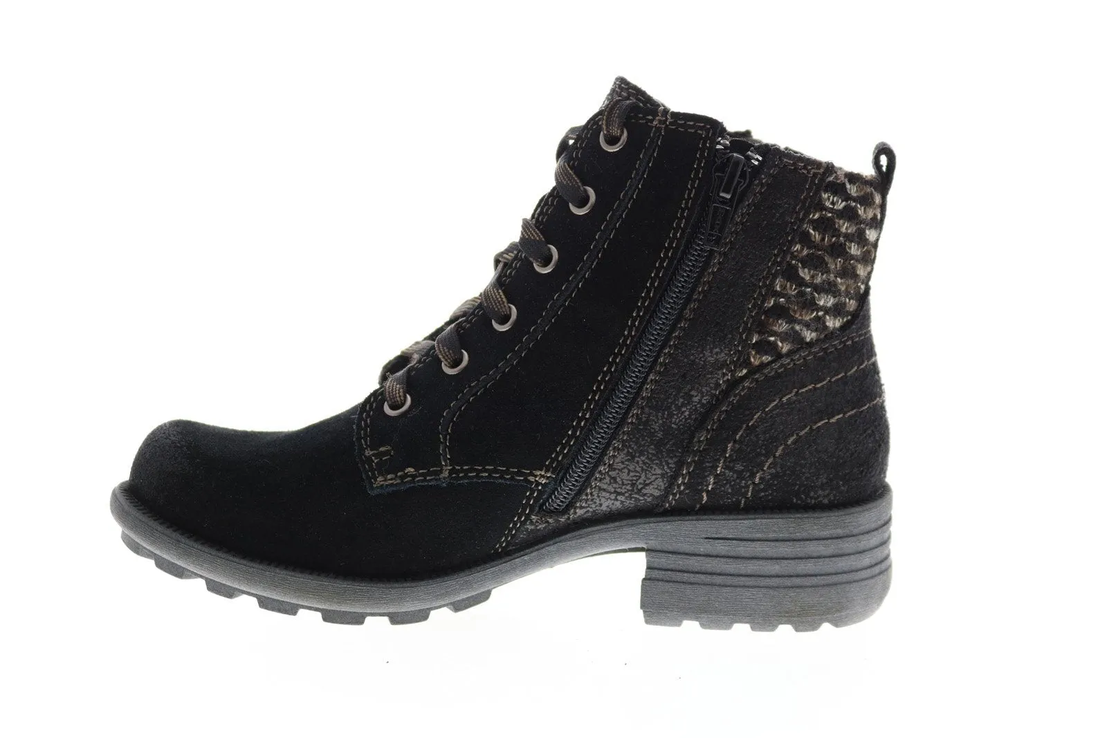 Earth Origins Porter Suede Womens Black Suede Zipper Ankle & Booties Boots