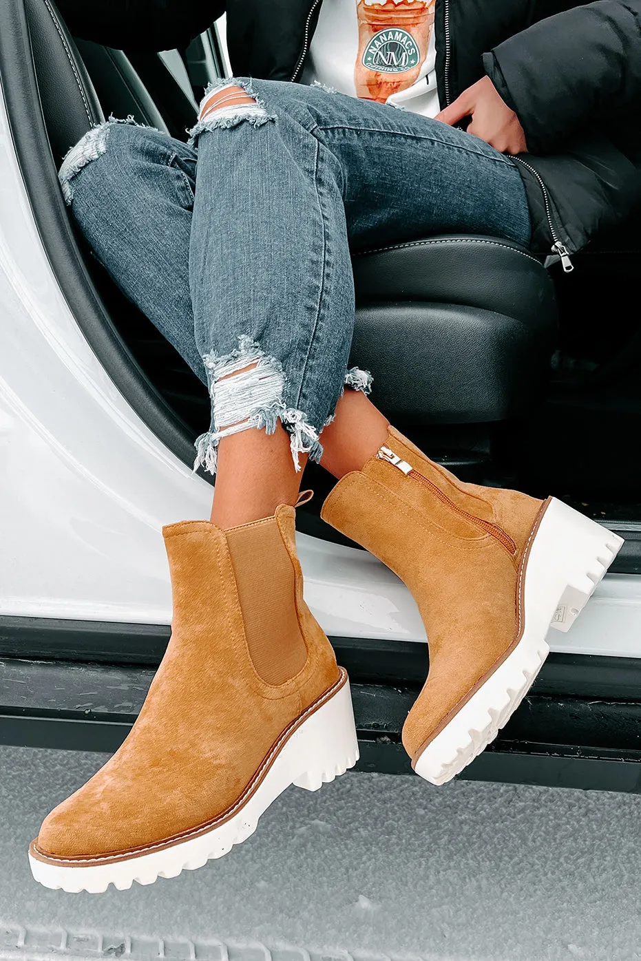 Easily Empowered Faux Suede Booties (Camel)