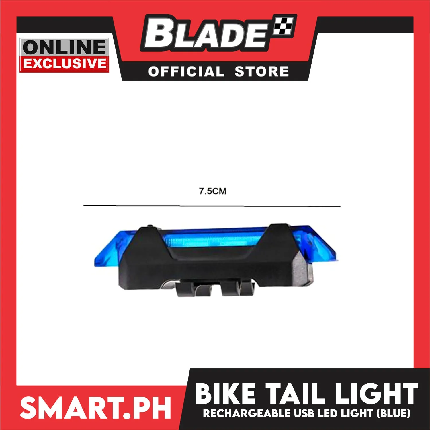 Electronic Rechargeable USB Led Tail Light (Blue) Bicycle Accessories