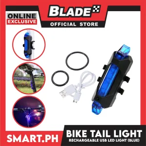 Electronic Rechargeable USB Led Tail Light (Blue) Bicycle Accessories