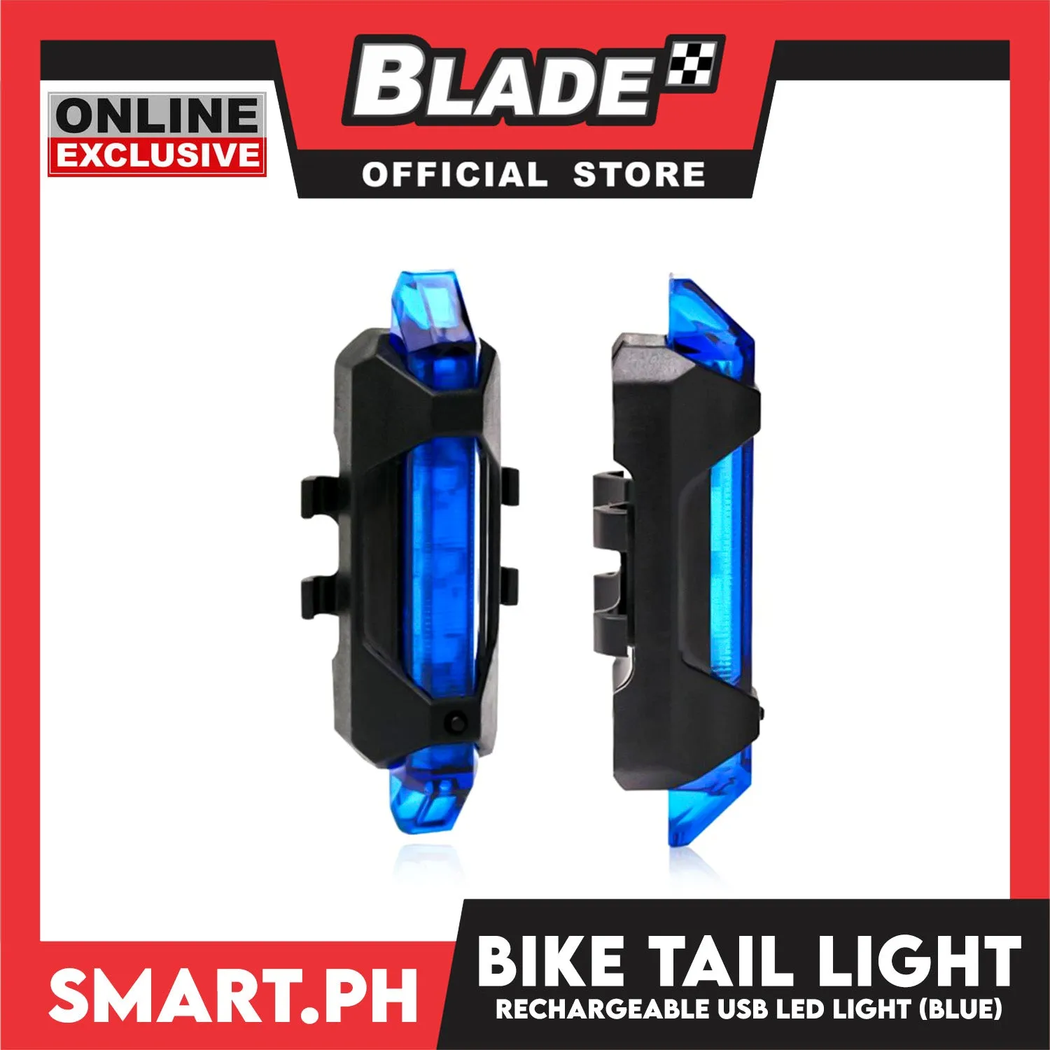 Electronic Rechargeable USB Led Tail Light (Blue) Bicycle Accessories