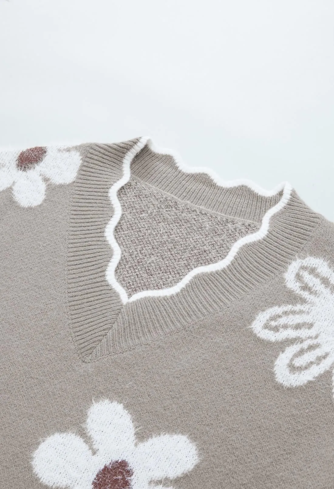 Emerson V Neck Oversized Flower Sweater